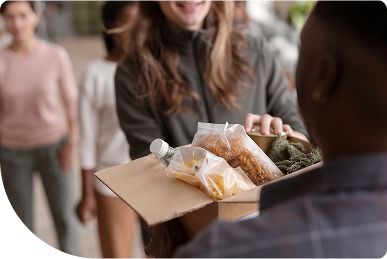 volunteering woman serve food
